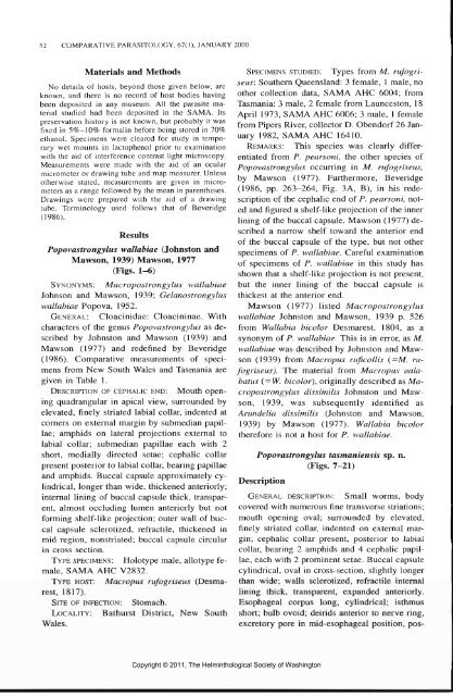 Comparative Parasitology 67(1) 2000 - Peru State College