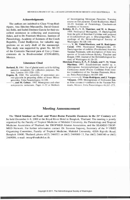 Comparative Parasitology 67(1) 2000 - Peru State College