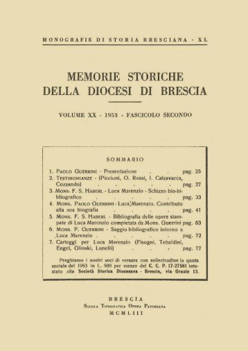 XX (1953) Monografie di storia bresciana, 40 fascicolo 2 - Brixia Sacra
