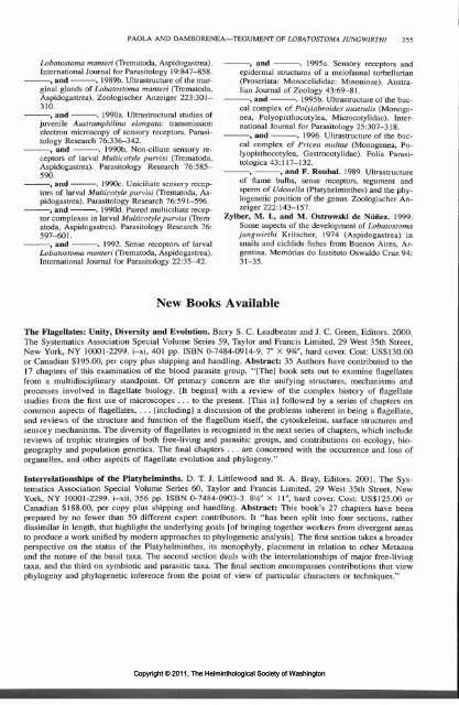 Comparative Parasitology 68(2) 2001 - Peru State College