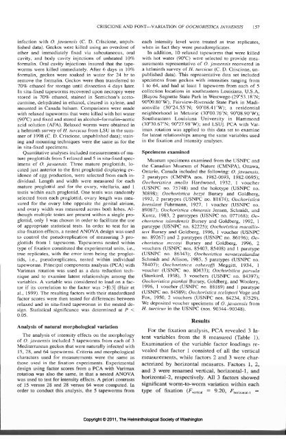 Comparative Parasitology 68(2) 2001 - Peru State College