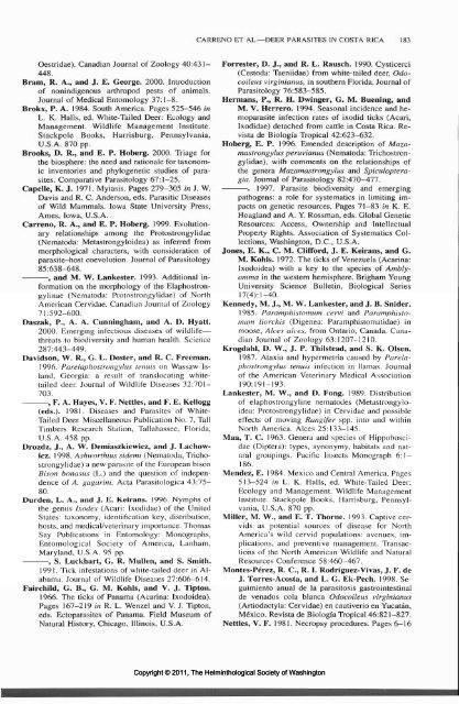 Comparative Parasitology 68(2) 2001 - Peru State College