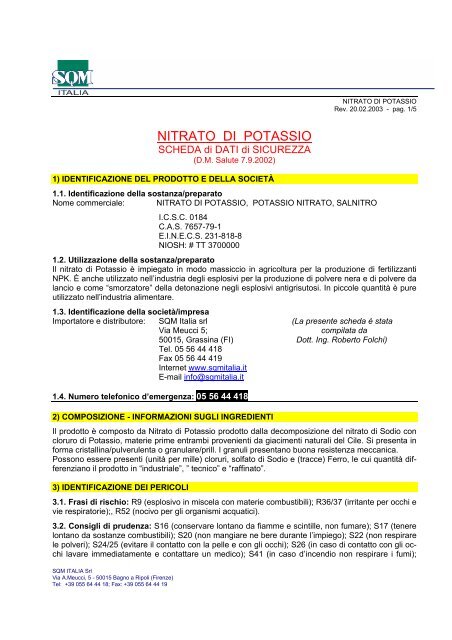 nitrato di potassio - Consorzio Agrario delle Province del Nord-Ovest