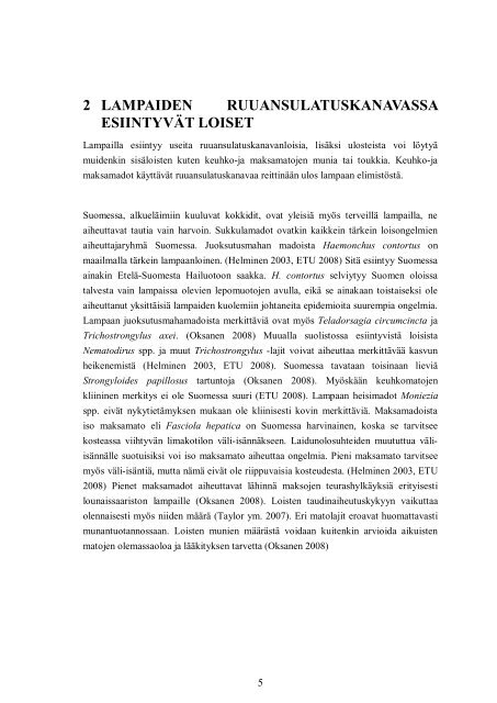 lampaan ruuansulatuskanavan loisten esiintyminen suomessa - Helda