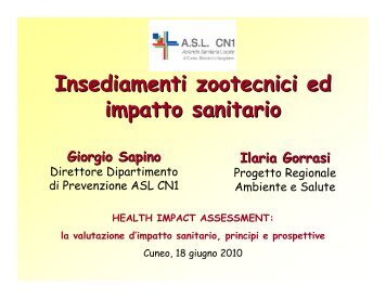 Insediamenti zootecnici ed impatto sanitario - ASL CN1