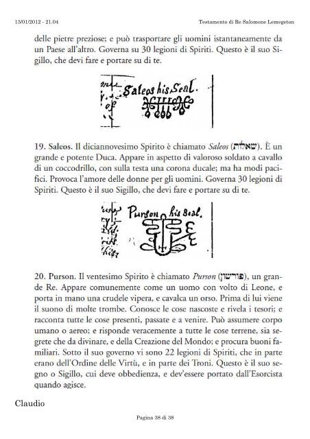 Testamento di Re Salomone Lemegeton