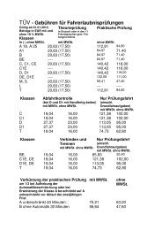 TÜV - Gebühren für Fahrerlaubnisprüfungen - Fahrschule Schmidt