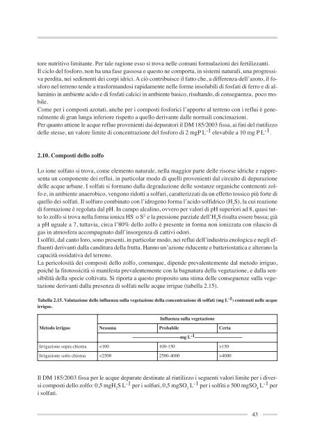 Linee guida per l'utilizzazione agronomica delle acque di ...