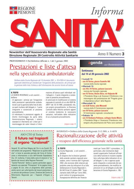 Scarica la newsletter in formato pdf - Regione Piemonte
