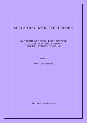 SULLA TRADUZIONE LETTERARIA - Università degli Studi di Milano