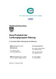 Stadtmarketing Alzey Kurz-Protokoll der Lenkungsgruppen-Sitzung