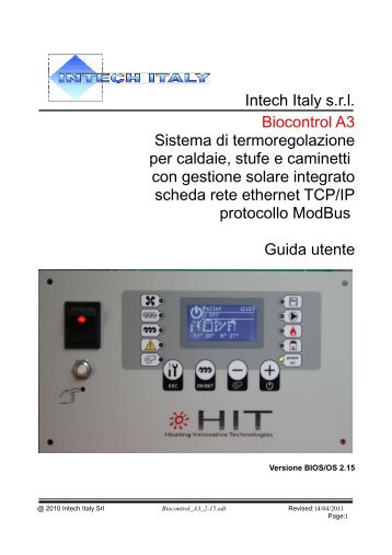 Biocontrol Guida utente - Biocontrol biomass boiler controller