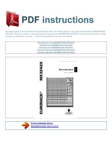 Istruzioni per l'uso BEHRINGER MX3242X - ISTRUZIONI PDF