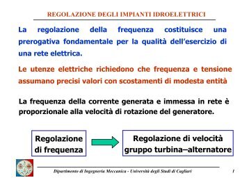 REGOLAZIONE DEGLI IMPIANTI IDROELETTRICI ...