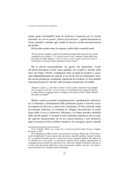 I caratteri territoriali della modernità - Facoltà di Lettere e Filosofia