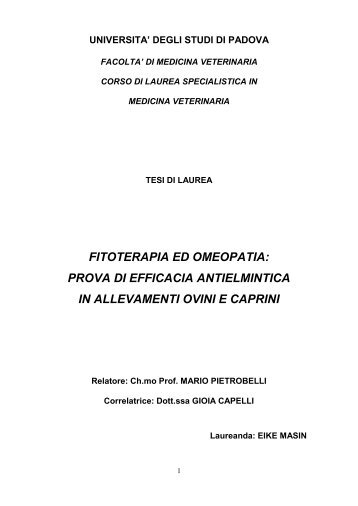 fitoterapia ed omeopatia: prova di efficacia antielmintica in