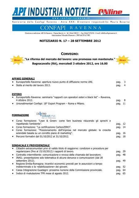 sindacale e previdenziale - Confapi Ravenna