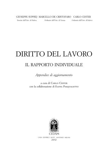 Diritto del lavoro - Il rapporto individuale - Cedam