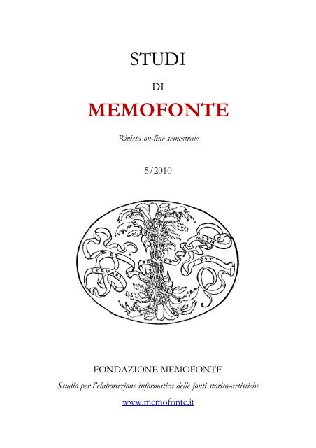 scarica la rivista - Fondazione Memofonte