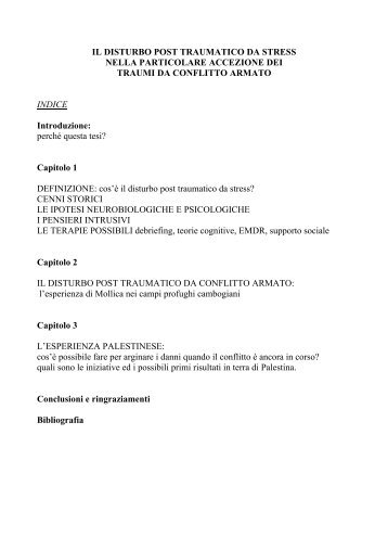 IL DISTURBO POST TRAUMATICO DA STRESS - Counselling Care