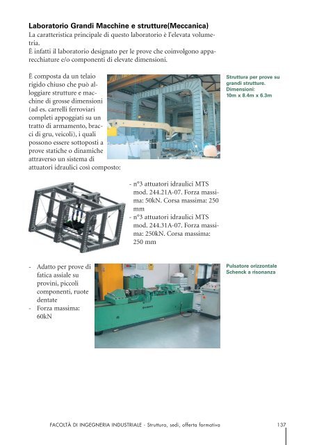 Facoltà di Ingegneria Industriale Struttura, sedi, offerta formativa