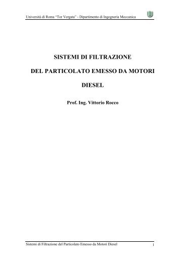 sistemi di filtrazione del particolato emesso da motori diesel