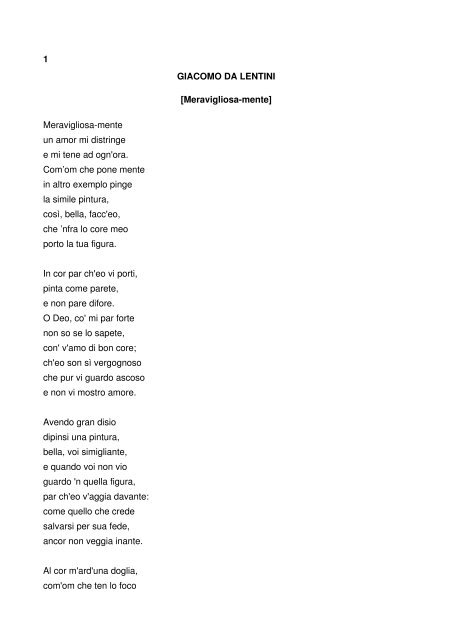 1 Giacomo Da Lentini Meravigliosa Mente Meravigliosa Mente