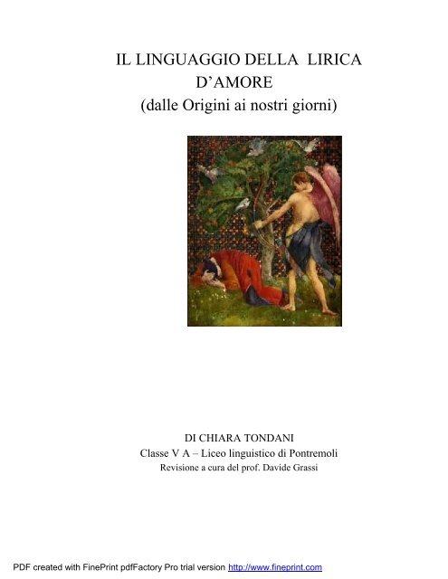 IL LINGUAGGIO DELLA LIRICA D'AMORE - Liberta' Educazione ...