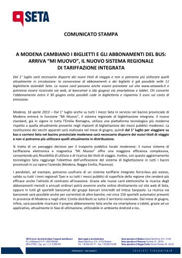 Scarica il comunicato di SETA in formato PDF - Tper