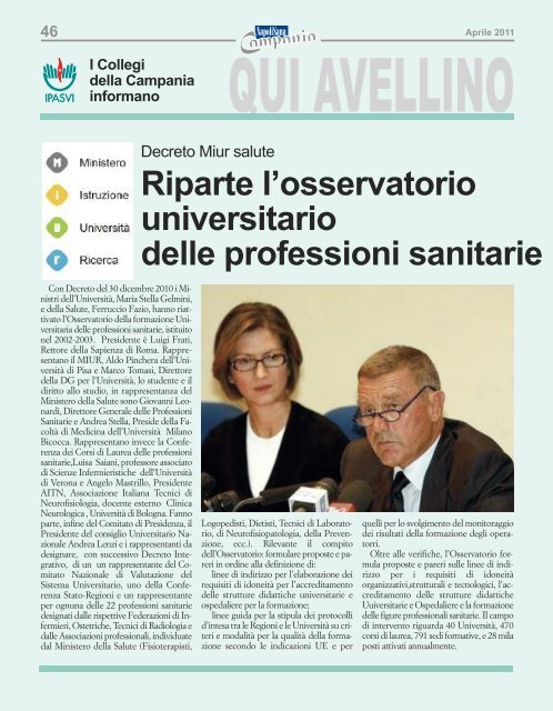 Napolisana 2011-1.pdf - Collegio Provinciale IPASVI di Napoli