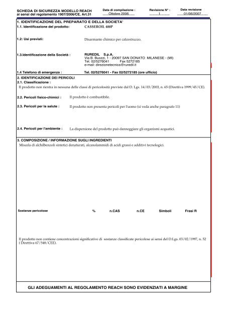 Casseroil 400 P Scheda di sicurezza it - Ruredil