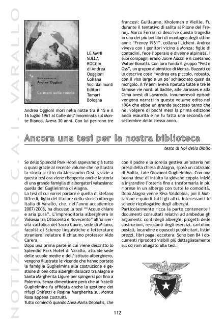 Notiziario anno 2009 - CAI Sezione Varallo Sesia
