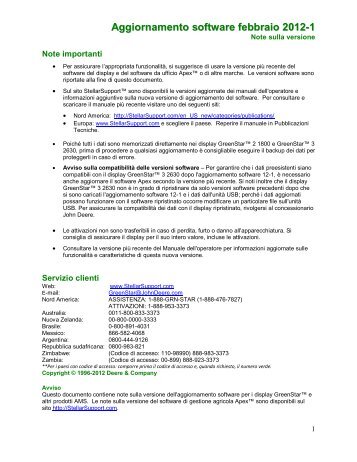 Aggiornamento software febbraio 2012-1 - StellarSupport - John ...