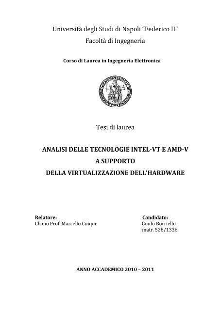 Facolta Di Ingegneria Tesi Di Laurea Analisi Delle Tecnologie