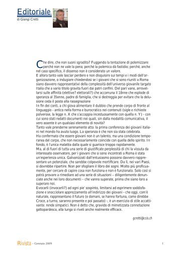 Editoriale - Camera di Commercio Italiana per la Svizzera