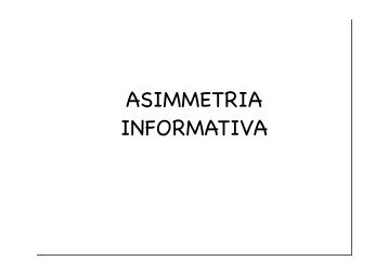 ASIMMETRIA INFORMATIVA