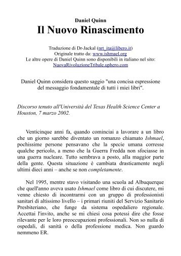 Il Nuovo Rinascimento - Libri di Daniel Quinn in italiano - Uphero.com