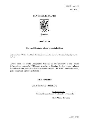 Propunere act normativ - SICUAT