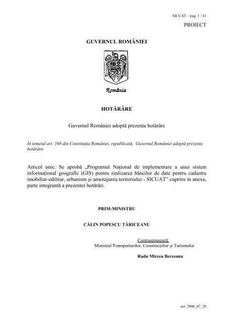 Propunere act normativ - SICUAT