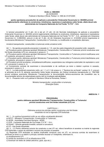 OMTCT nr. 880/03.06.2005 - Autoritatea Feroviara Romana
