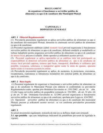 REGULAMENT de organizare si funcţionare a serviciilor ... - Ploiesti.ro