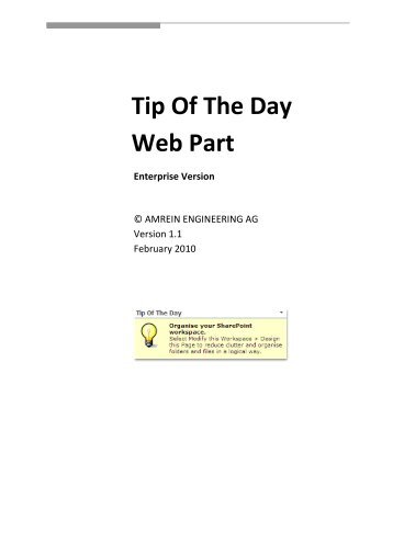 Tip Of The Day Web Part Enterprise Version - Amrein Engineering