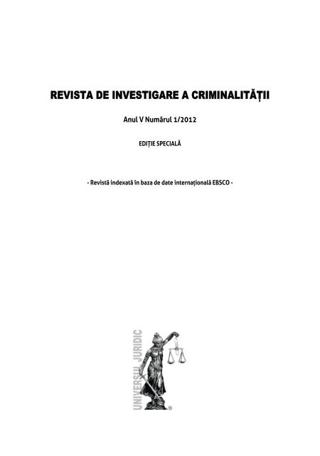 REVISTA DE INVESTIGARE A CRIMINALITĂŢII