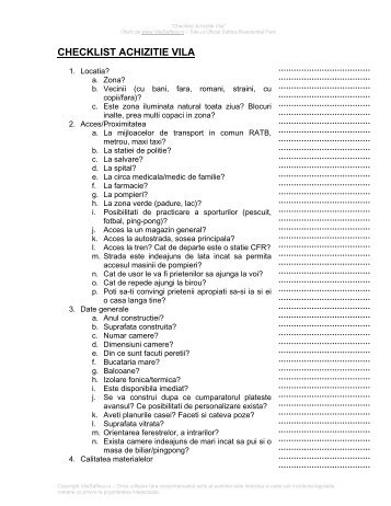 Checklist Achizitie Vila (pdf, 31KB) - VileSaftica.ro