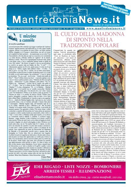 il culto della madonna di siponto nella tradizione popolare