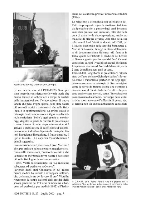 HDS NOTIZIE N. 27 - Luglio 2003 - Historical Diving Society Italia