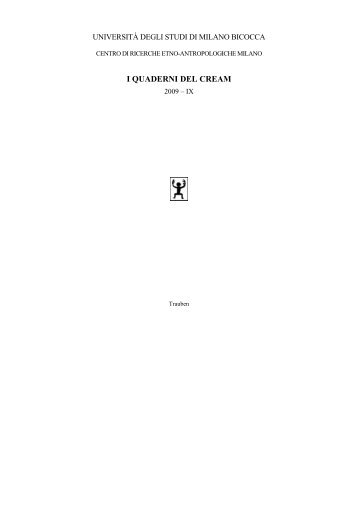 I quaderni del CREAM , 2009, IX - roberto malighetti