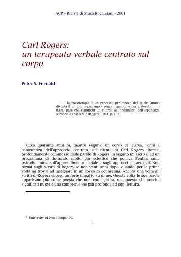 Carl Rogers: un terapeuta verbale centrato sul corpo - ACP