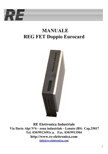 MANUALE REG FET Doppio Eurocard - RE Elettronica Industriale