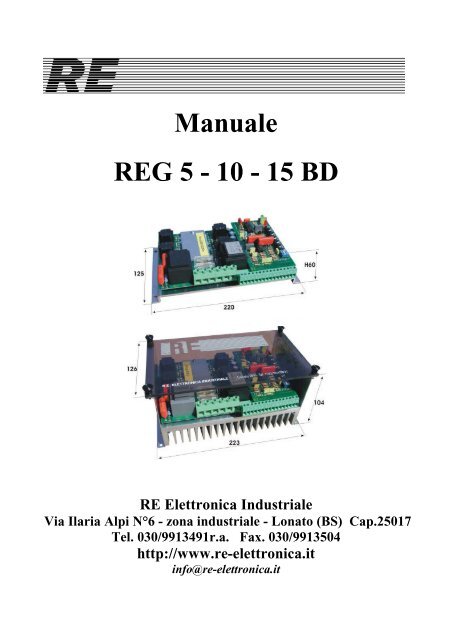 Manuale REG 5 - 10 - 15 BD - RE Elettronica Industriale